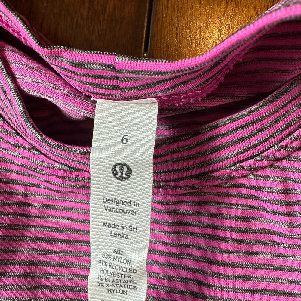 Lululemon swiftly tech pink and grey striped - Picture 6 of 6